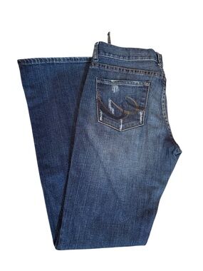 Express Women's Boot Cut Jeans - Dark Blue Denim, size 8R